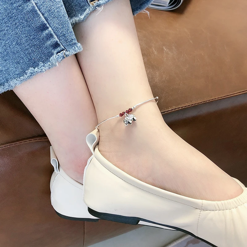 Браслеты-анклеты женские из серебра 925 пробы с натуральным гранатом 2020 |