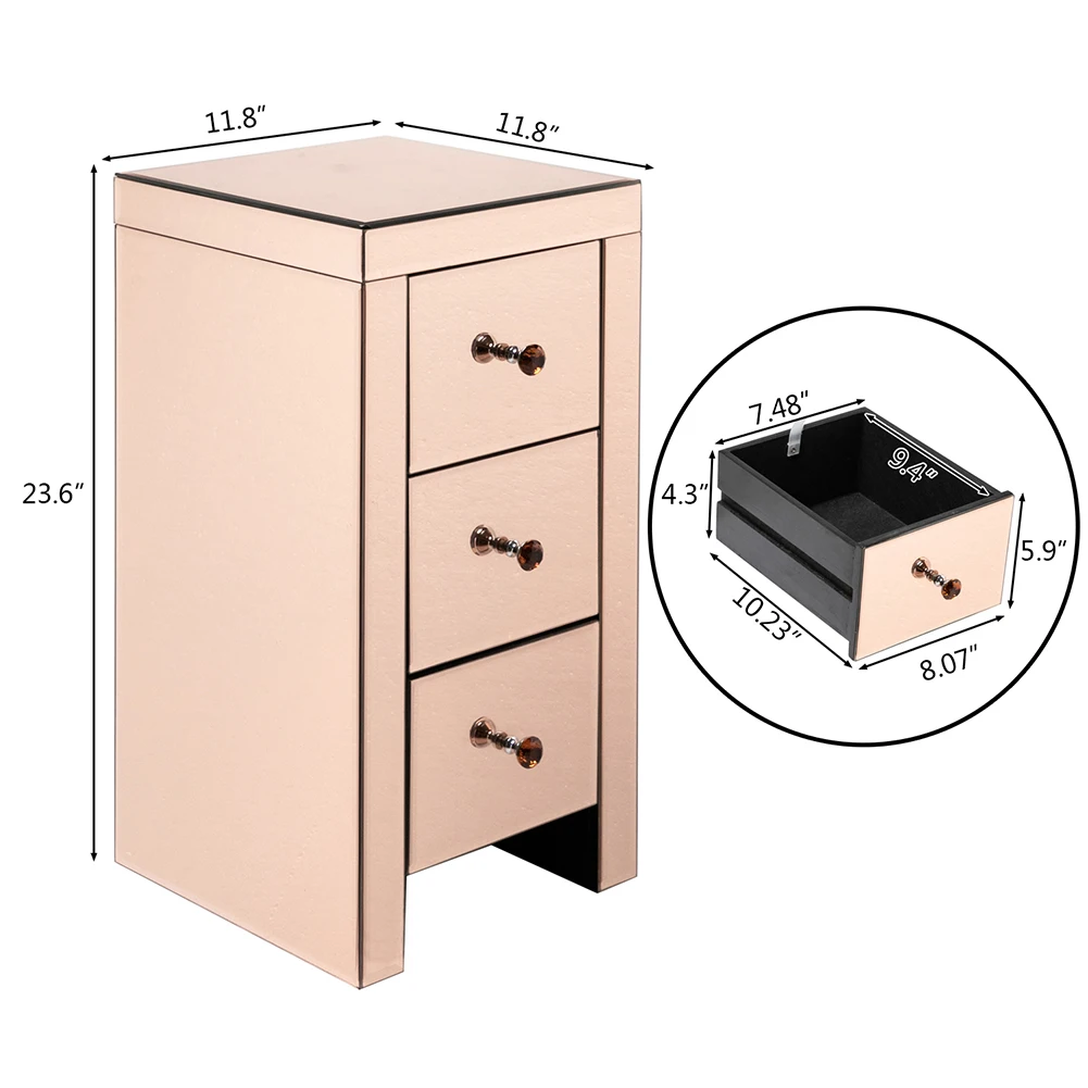 

Neoclassical And Post-modern Furniture Mirror Bedside Cabinet Champagne-colored Bedside Cabinet Bedside Cabinet Receiving Cabine