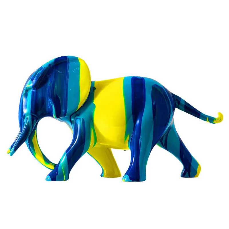 

Nordic Contrast Color Elephants Sculpture & Statue Home Decoration Ornaments Desktop Display Furnishings Fengshui Lucky Mascot