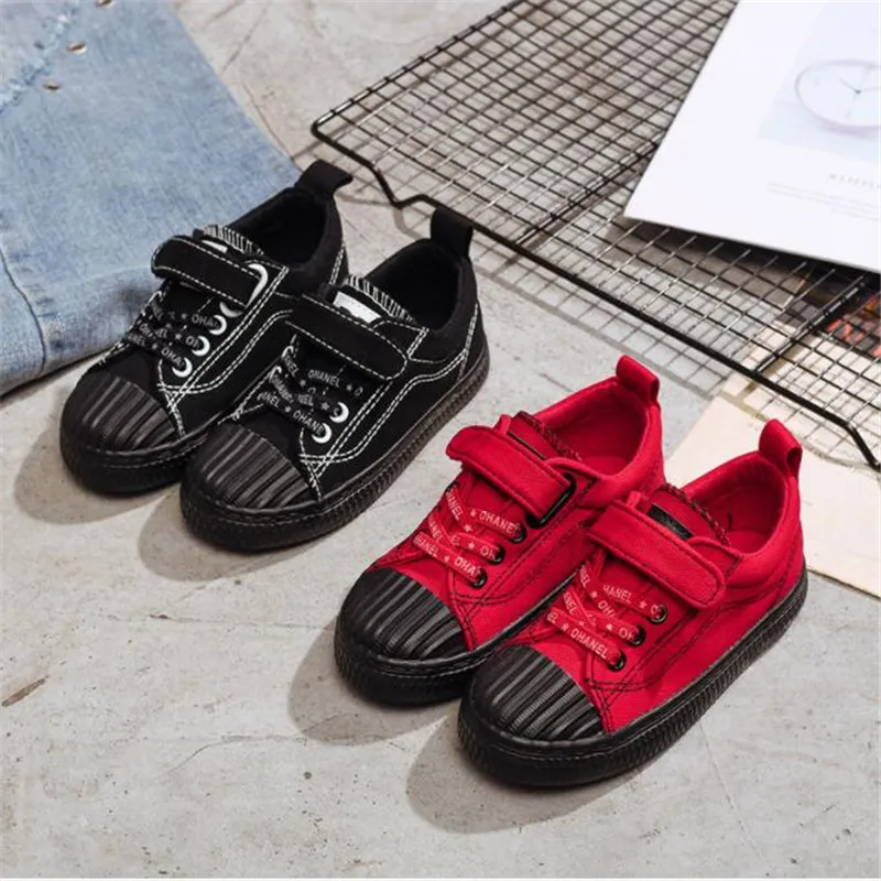 

Children's board shoes 2021 spring and autumn new pure color children's canvas shoes soft sole antiskid children's casual shoes