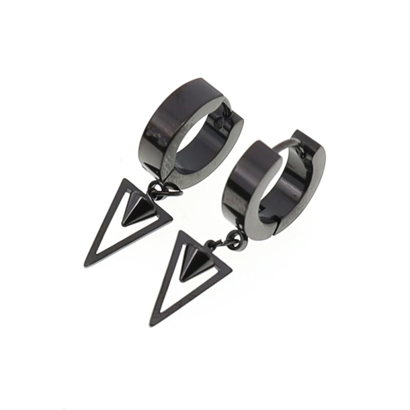 

Stainless Steel Triangle Hinged Huggie Hoop Earrings Cone Spike Pierced Earrings Triangle Drop Dangle Earrings for Men Women