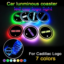 2PCS Led Car Cup Holder Coaster For Cadillac logo Light For cts escalade platinum srx xt5 ats bls xts ct6 emblem Accessories