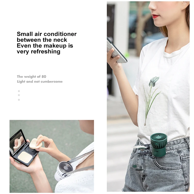 

USB Charging Small Clip Hanging Neck Fan Desktop 45 Degrees Up and Down Air Supply Portable Mini Outdoor Handheld Electric Fan