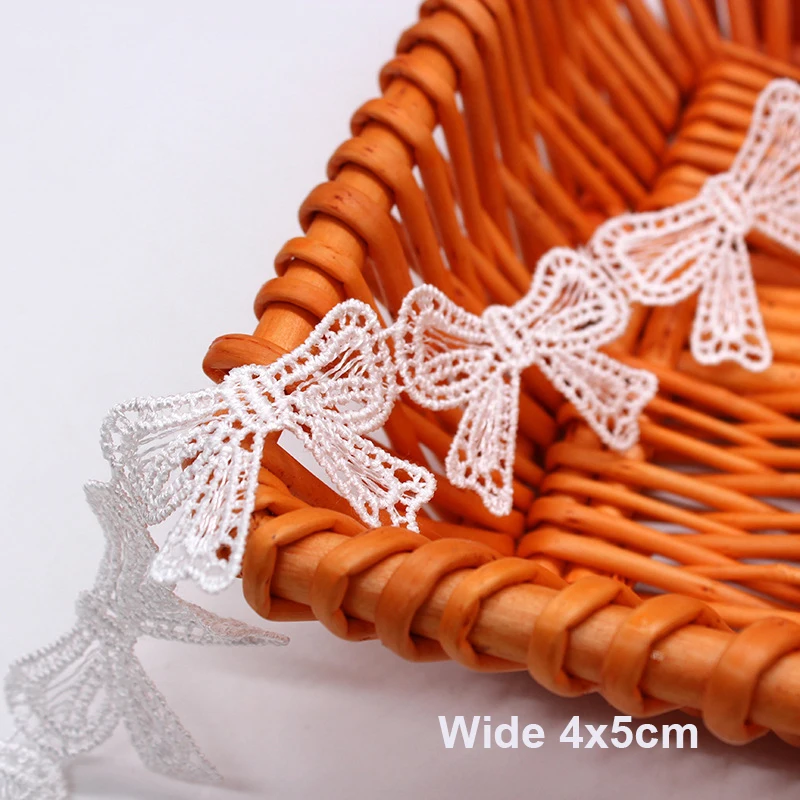 

1Yard Embroidery Flower Bow Lace Fabric Guipure Lace Ribbon 4cm Lace Trim Crafts Sewing Trimmings Dress Decoration crafting LP17