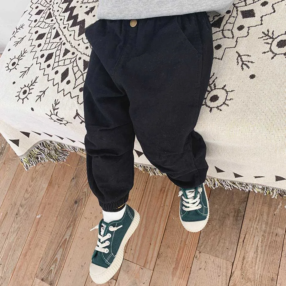 Штаны для мальчиков свободные прямые штаны маленьких модные детские брюки с
