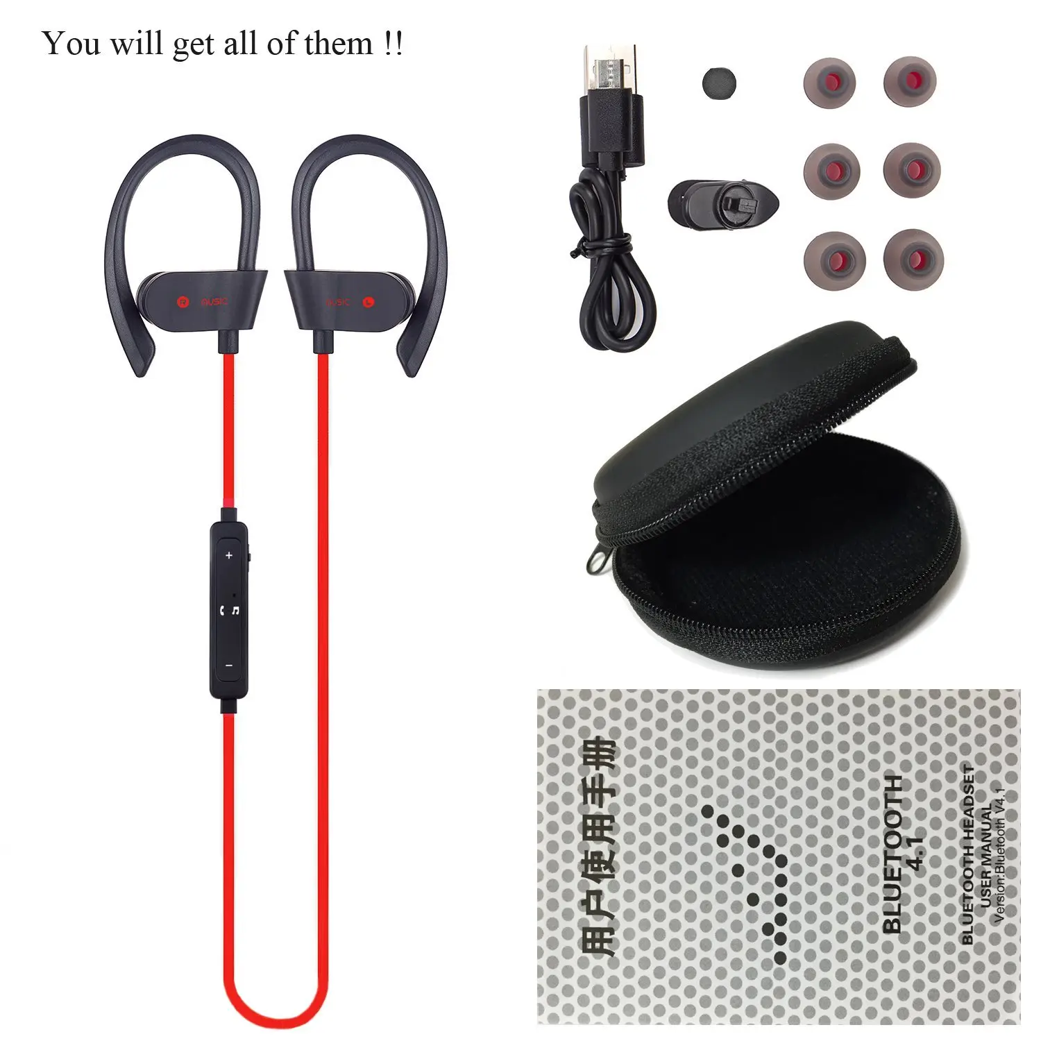 Беспроводные Bluetooth-наушники с микрофоном водостойкие шумоподавлением |