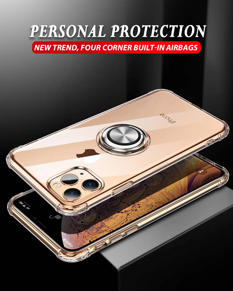 XSDTS Прозрачный 3D противоударный чехол для iPhone 11 Pro XS Max X XR 8 7 6 6S Plus держатель с магнитным креплением автомобильная подставка для стенда чехол Капа