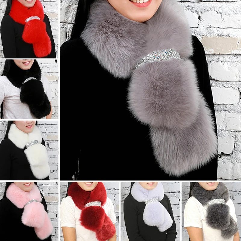 Женский зимний теплый шарф из искусственного меха съемный меховой лисьего