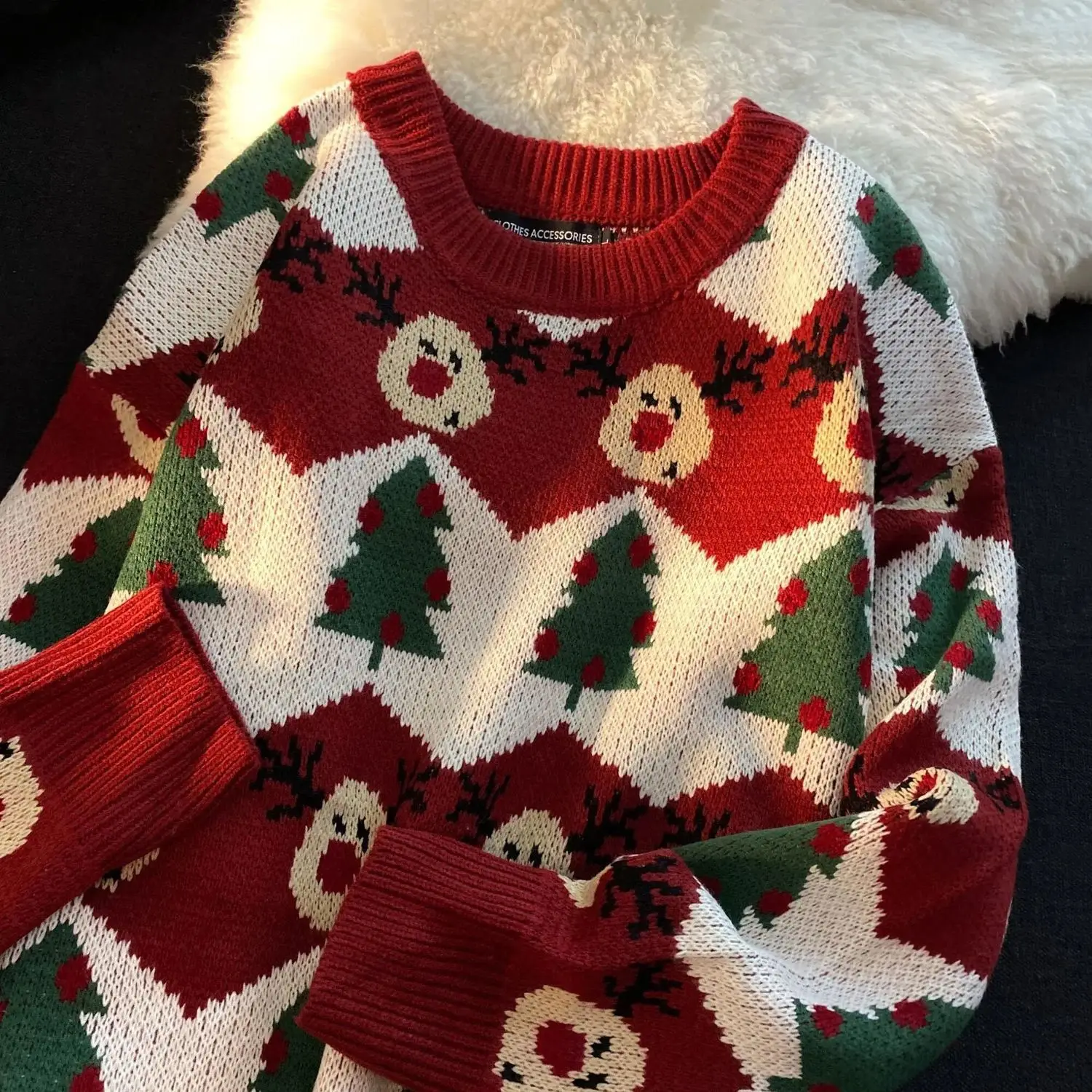 

Hip Hop Knitwear Sweaters Mens 2021 Tree Christmas Patchwork Print Sweaters Jumpers Tops Couple Casual Streetwear Pullover New