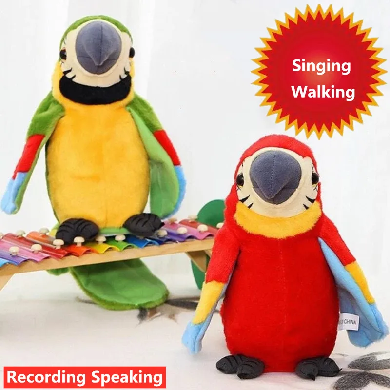 

Cute Electric Plush Toy Parrot Walk Speaking Singing Recording Simulation Parrot Flap Wings Speak Animal Toy Kid Girl Gifts Play