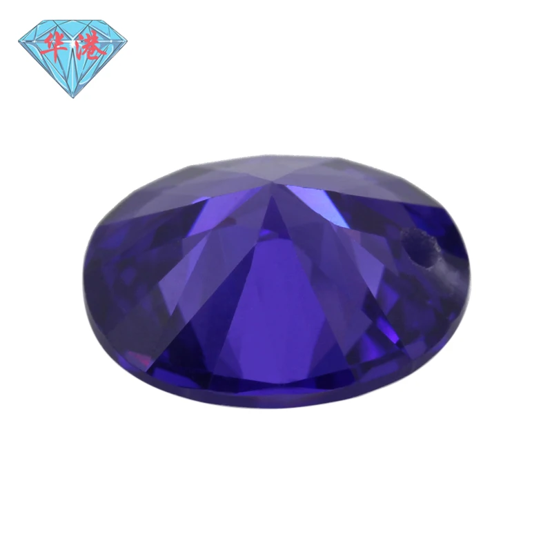 

One Hole Violet Oval Shape Cubic Zirconia Brilliant Cut Loose CZ Stone Synthetic Gems Beads For Jewelry Size3X5-12X16mm