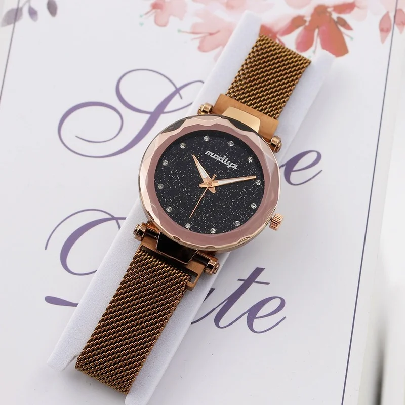 

Ladies Watch Clock Gorgeous Starry Sky Bracelet Minimalist Alloy Small Dial Watch Ultra-thin Casual Watch Gift for Girlfriend