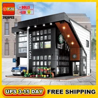 coffee shop model building blocks architecture series construction set moc bricks toys city streetview modern for christmas gift