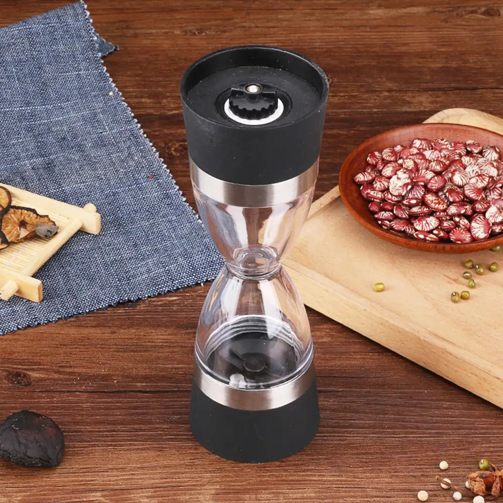 Manually 2 in 1 Hourglass Shape Dual Salt Pepper Mill Spice Grinder Pepper Shaker for Kitchen Cooking Tools Easy to Clean CA images - 6