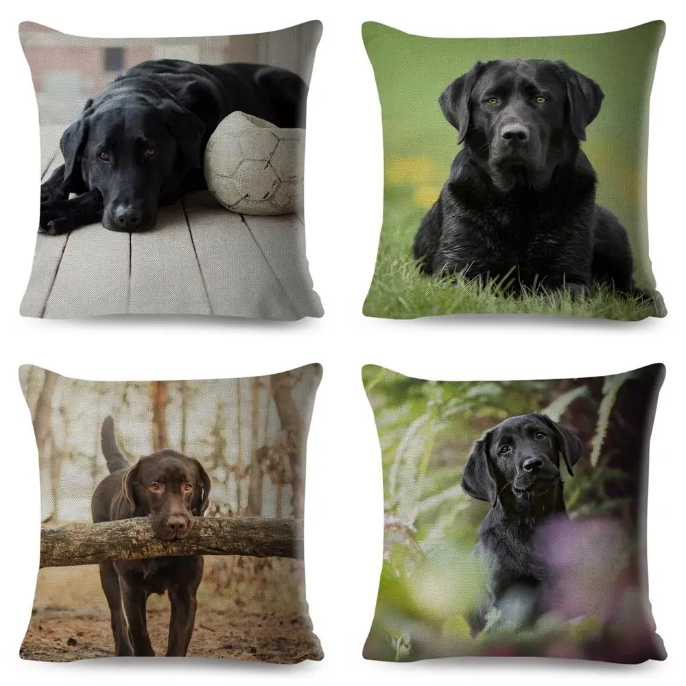 

Симпатичная собака Подушка Чехол Декор Черный Лабрадор животные наволочка с принтом для дивана дома автомобиль хлопковая льняная Подушка ...