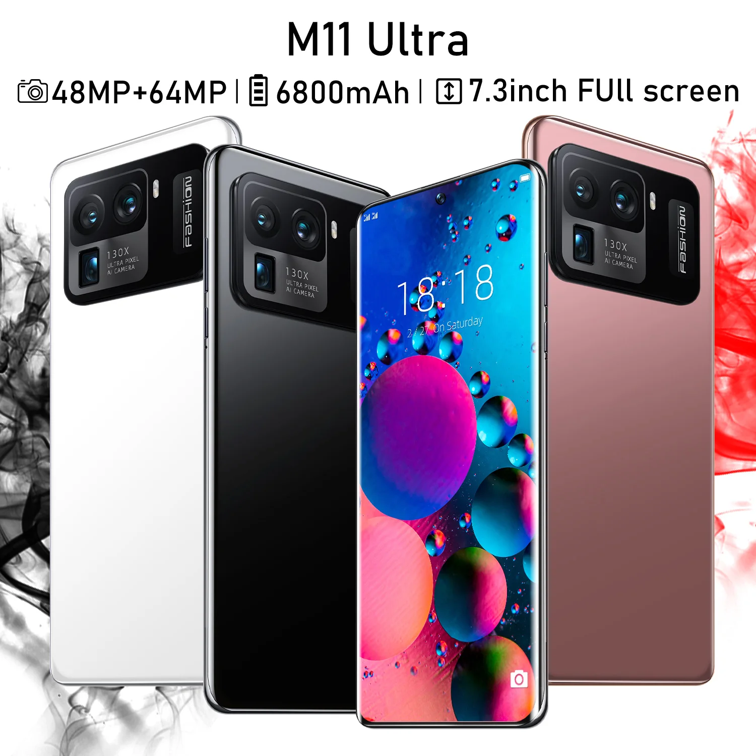 

Smartphone 5G M11 Ultra 16GB 1T Android 11 Global Version Snapdragon 888 7.3 Inch Cellphone 6800mAh Mobile Phone Unlock 4G LTE