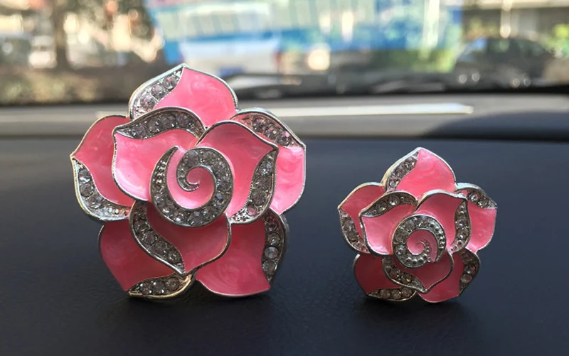 1 пара Rhinestone Camellia цветок освежитель автомобиля новая воздушная Зажимная скоба кондиционер Parfum Voiture автомобиль Inndoor освежитель воздуха Авто Geur