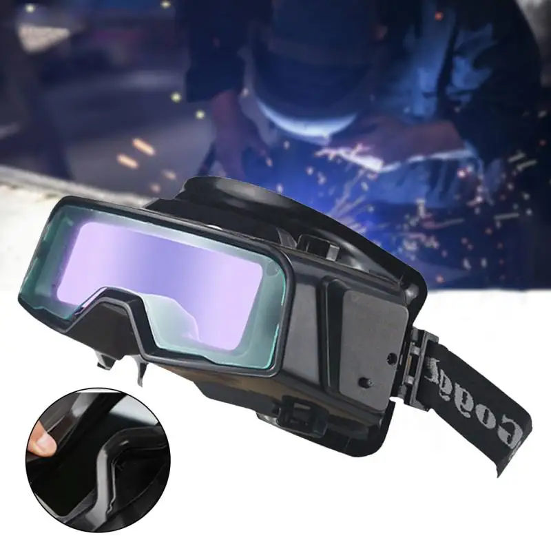 

Welding Goggle Glasses Scratch Proof Auto Darkening Adjustable Strap Eye Protection Anti-Glare Shield TIG MIG Safety Wide View