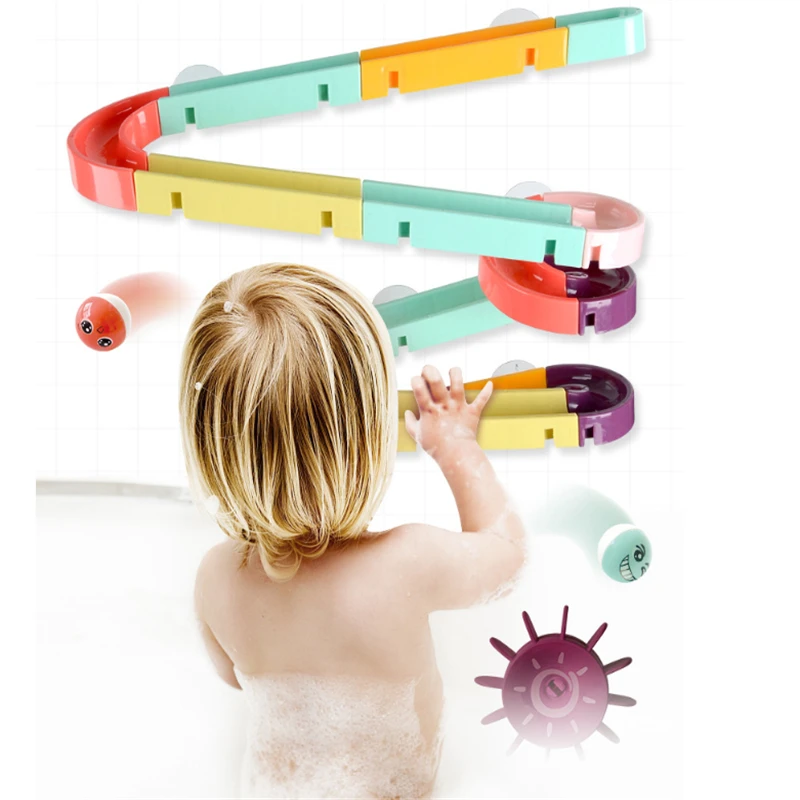 

Baby Bath Toys Wall Suction Cup Marble Race Orbits Track Kids Bathroom Bathtub Play Water Games Toy Shower Swimming Toy Set