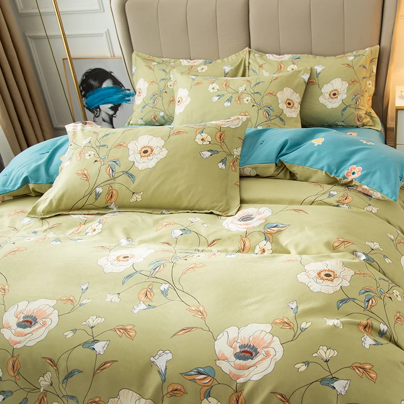 

40 Ecological twill warm cashmere three four-piece suit duvet cover bed sheet pillowcase