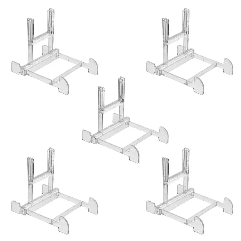 

5Pcs Plastic Display Stands Nice Chic Fine Trapezoid Brackets Adjustable Plate Stand Plate Storage Racks