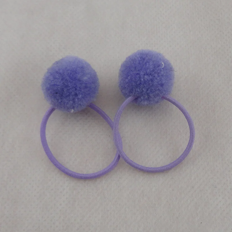 Lavender hair bands 10 шт. 2,0 см Кашемир мех шарик-помпон эластичные резинки для волос для детей Детские конский хвост держатели для волос веревки с бархатным шариком - Цвет: Lavender hair bands