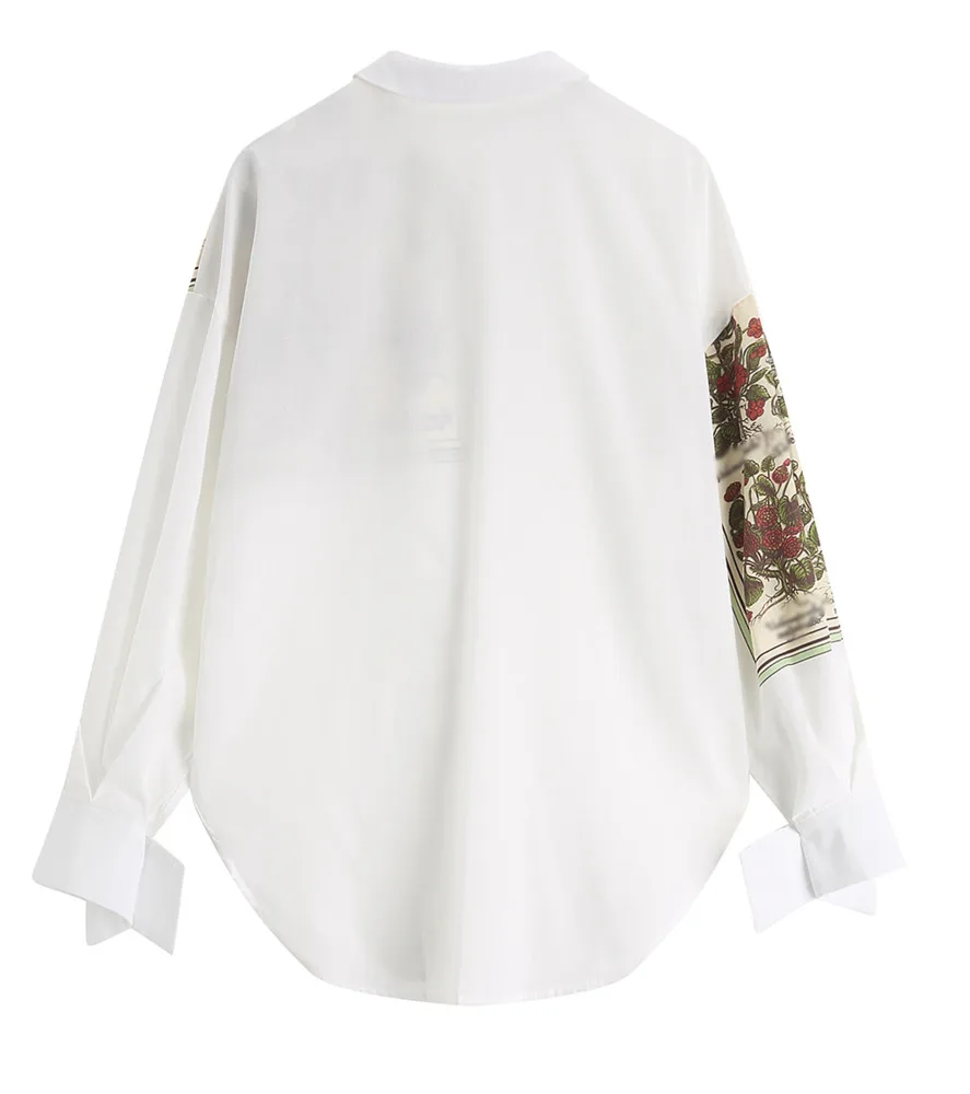 

Plant Atlas White Shirts Women 2021 Spring And Summer Women's Loose Single Breasted Printing Long Sleeve Shirt