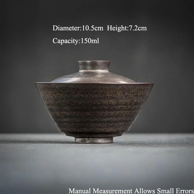 150 мл ручной работы Винтаж японский Стиль грубая Gaiwan Керамика супница кунг-фу Чай