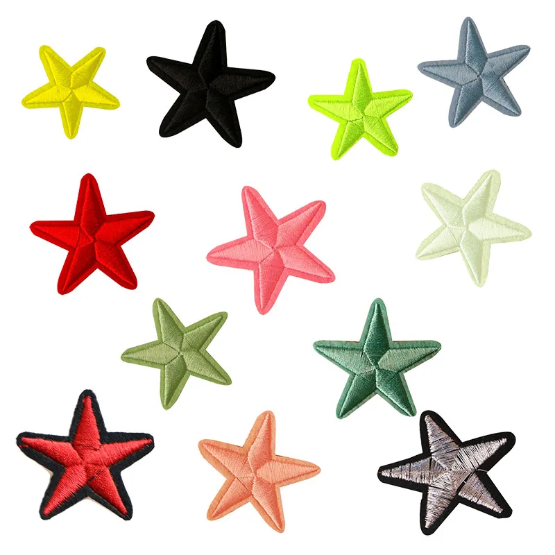 Мультяшные декоративные синие красные вышитые знаки звезд Аппликации нашивки