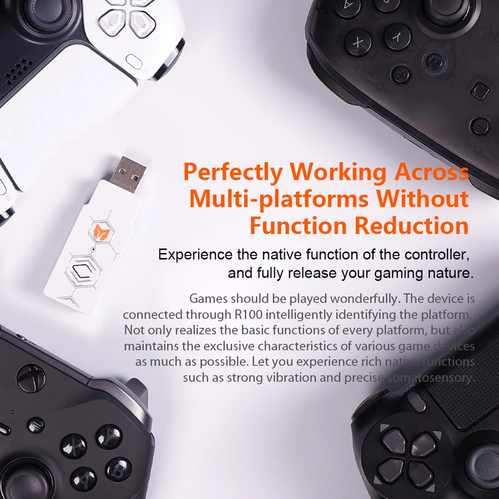 Беспроводной Bluetooth-адаптер BIGBIG WON R100 USB для контроллера Nintendo Switch и Lite PS4/PS5 Windows 10 Xbox