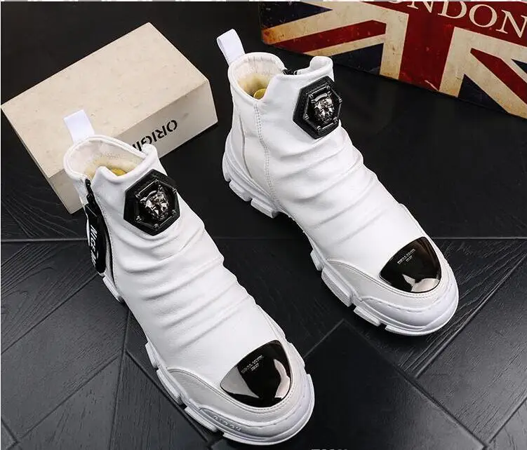 Мужские ботинки на толстой подошве повседневные мартинсы высокие в английском и