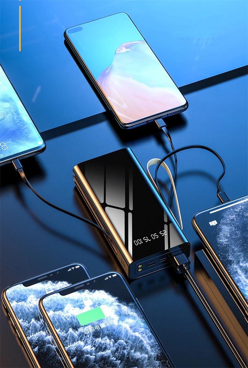 

30000mAh Power Bank for Xiaomi Huawei iPhone Samsung Poverbank 2 USB Portable Charger External Battery Pack Power Bank Powerbank