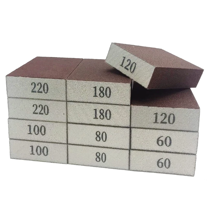 

12 упаковок шлифовальные губки грубые тонкие шлифовальные блоки в 60-220 гранях песчаная пена наждачная бумага для металла деревянной полиров...