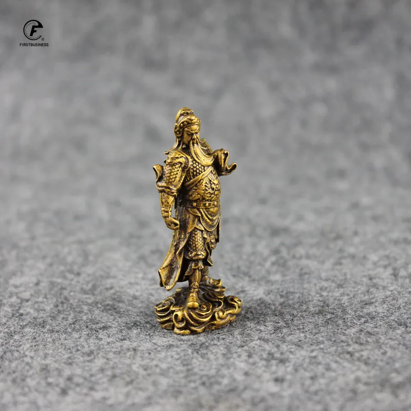 Медь шламовый китайский Бог богатства Статуя Гуань Гун маленькие украшения