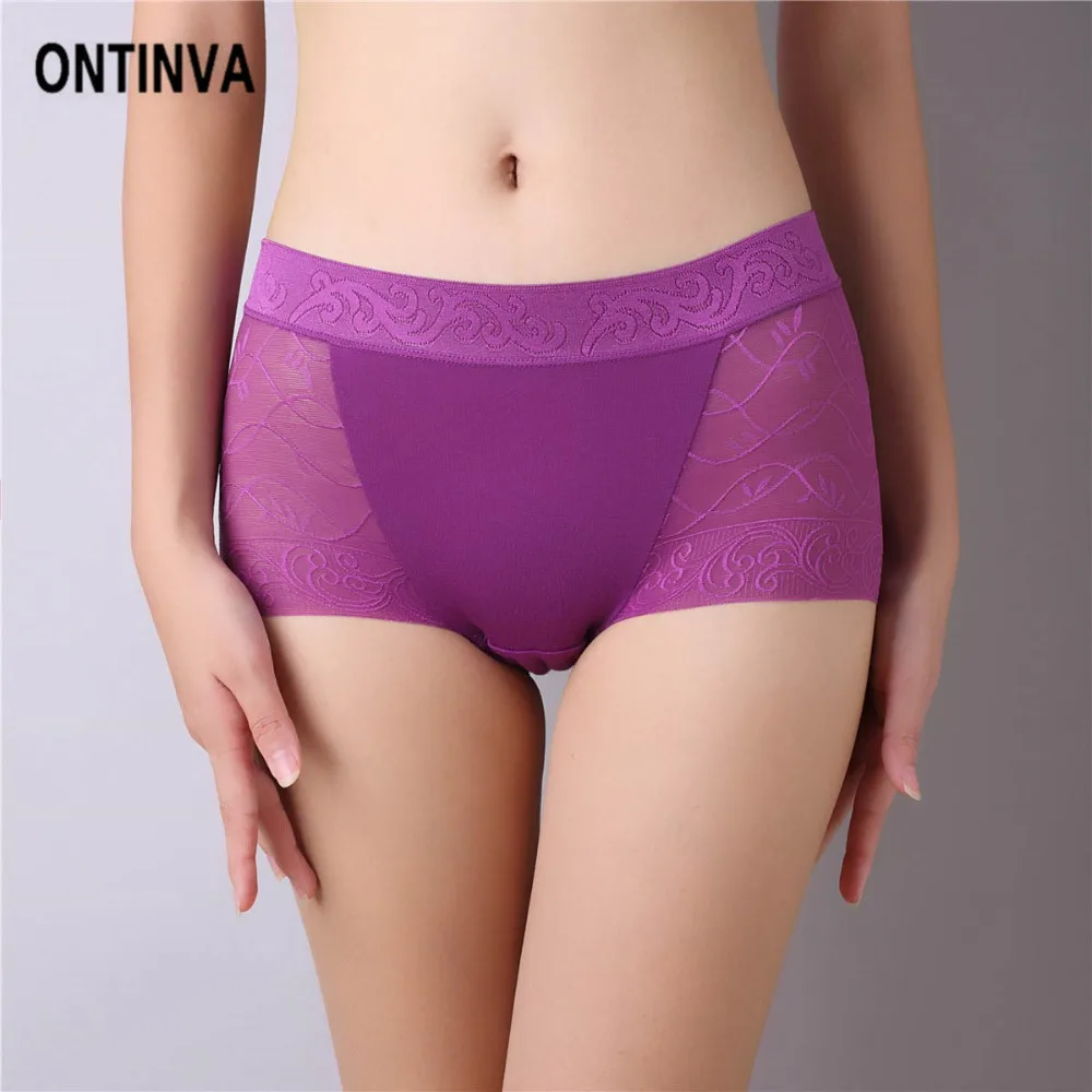 Женские трусы со средней посадкой L XL XXL размера плюс с кружевным тюлем Дамское