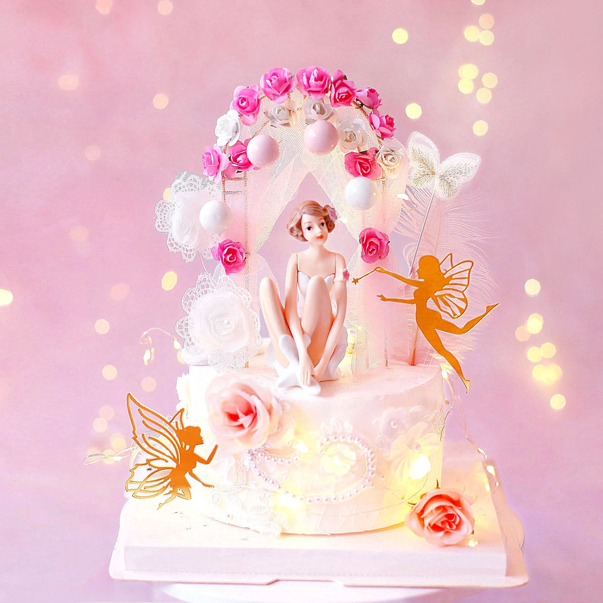 Пряжа арка цветок эльф торт Топпер для вечерние украшения Феи товары дня