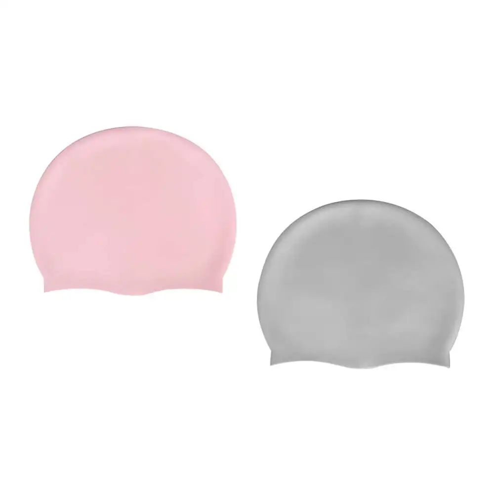 

2PCS Swimming Cap Elastic Water Nylon Proof Fabric Protect Ears Sports Swim Pool Hat for Men & Women Adults