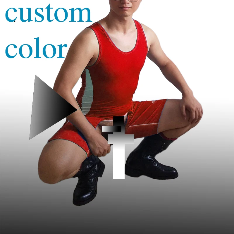 Custom color Wurst Мужской Цельный открытый промежность открытая кнопка на заказ гей борцовка фуфайка Сексуальная Тяжелая Атлетика Спортивный костюм - Цвет: Custom color