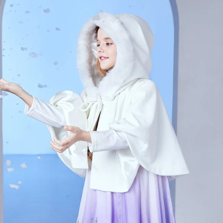 

Накидка принцесса Анна из микрофибры с капюшоном, зимняя теплая накидка для девочек