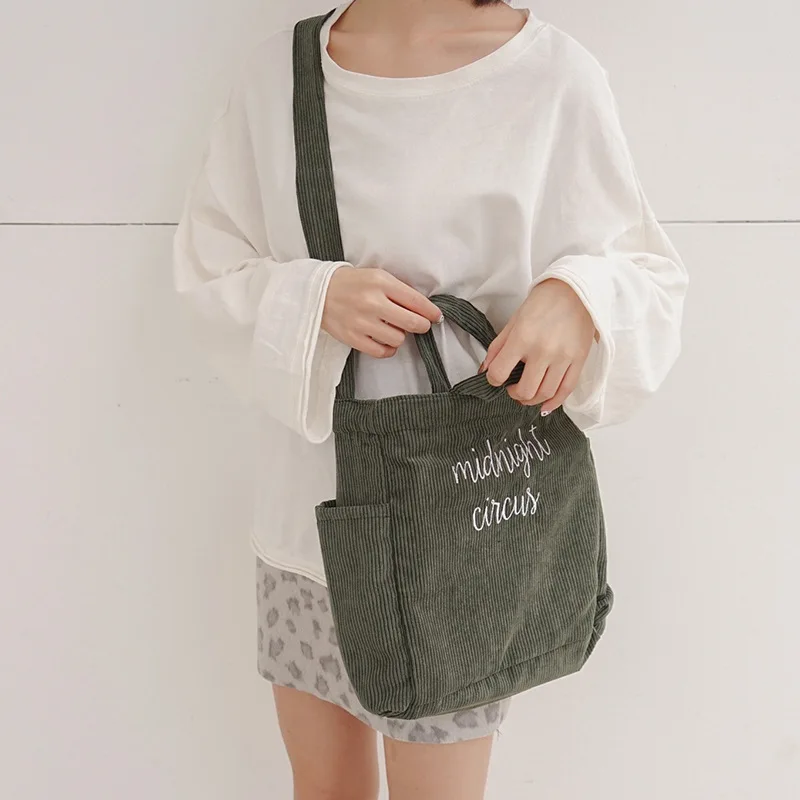 Вельветовая Холщовая Сумка с вышивкой для студентов компактная сумка учебы