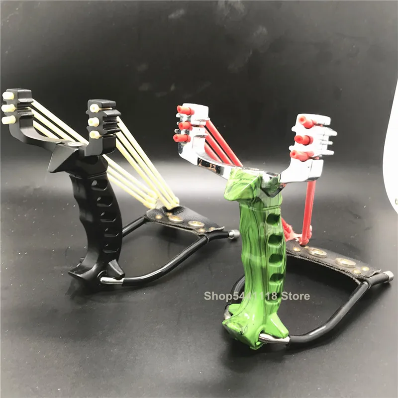 Складные запястье Рогатка с резинками на открытом воздухе Черного и золотого