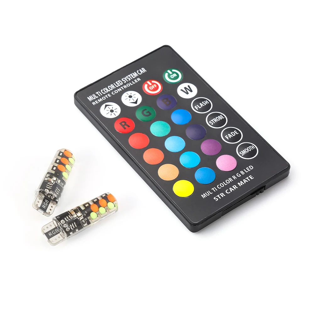 2 шт. RGB T10 W5W 194 168 автомобиля Купол Чтение светильник автомобилей Клин лампа