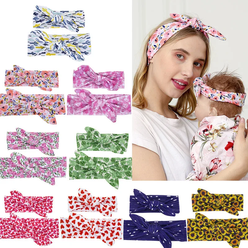 

2pcs Mother & Daughter Mom Kids Baby Girl Bow Headband Hair Band Accessories Parent Child Family Headwear Head Band Headdress