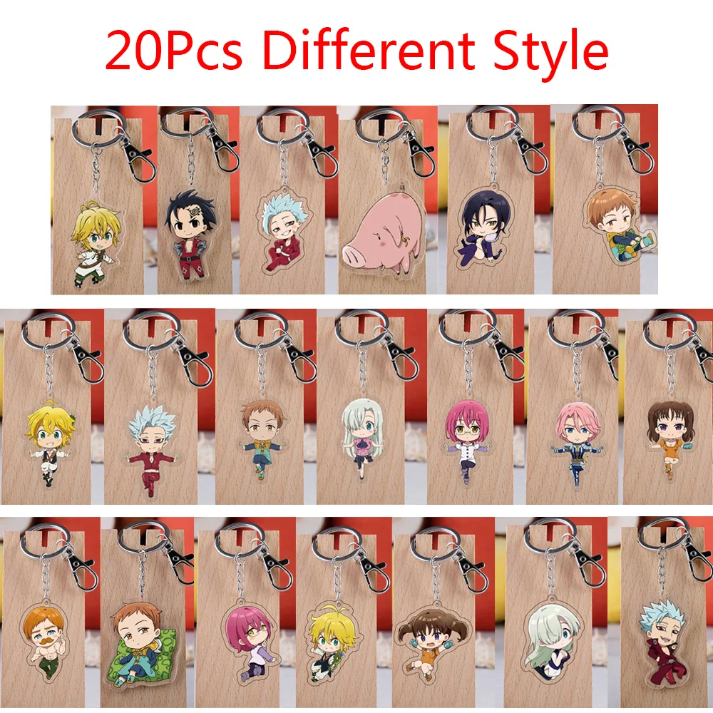 

20pcs/lot Anime The Seven Deadly Sins Acrylic Keychain Meliodas Diane Ban Escanor Cartoon Figure Pendant Keyring Wholesale