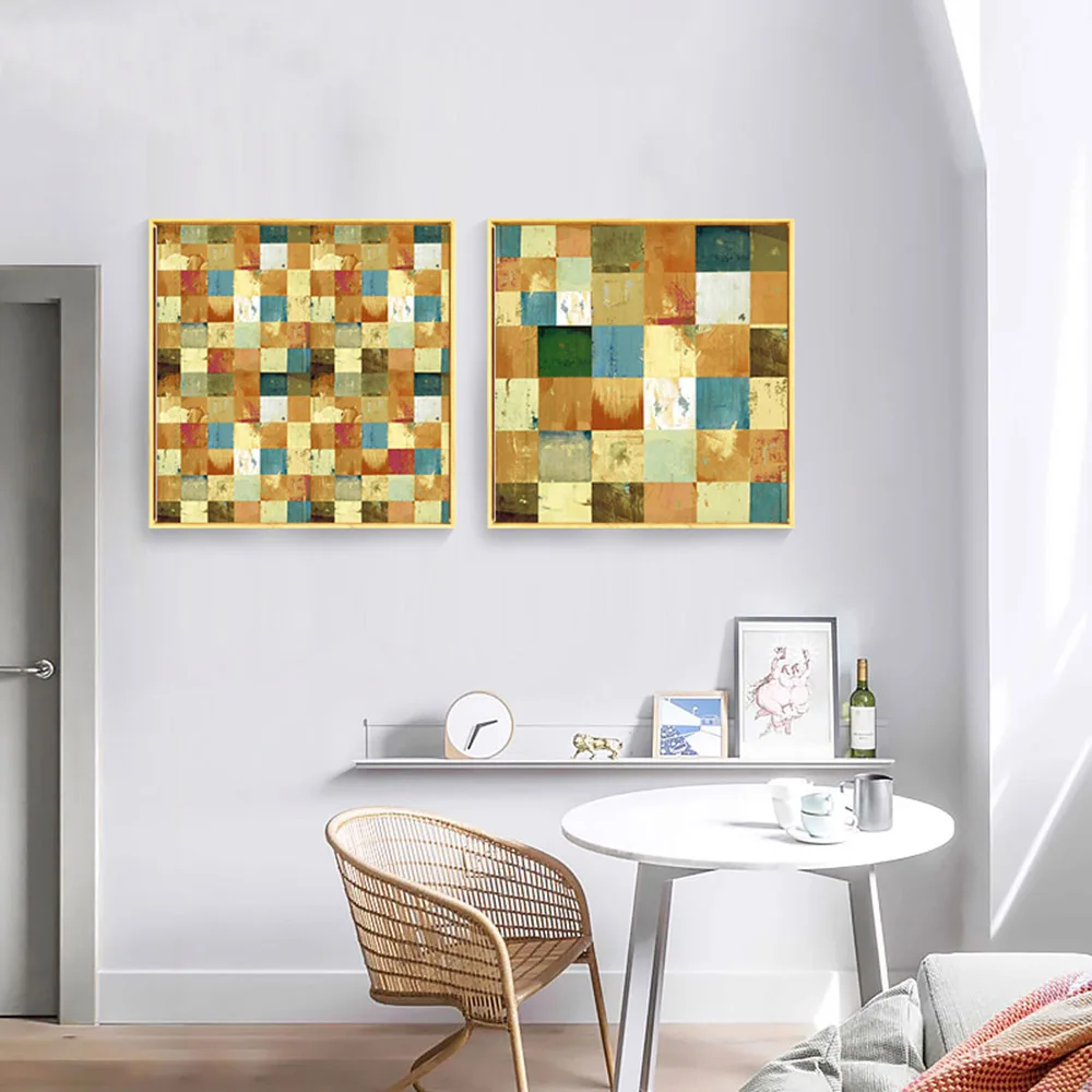

HAOCHU abstract personality dense pattern stitching home decor picture for bar canvas poster art oil painting bedroom unframed