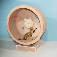 solid wood cat climbing frame cat scratching board treadmill cat toy with climbing wheels