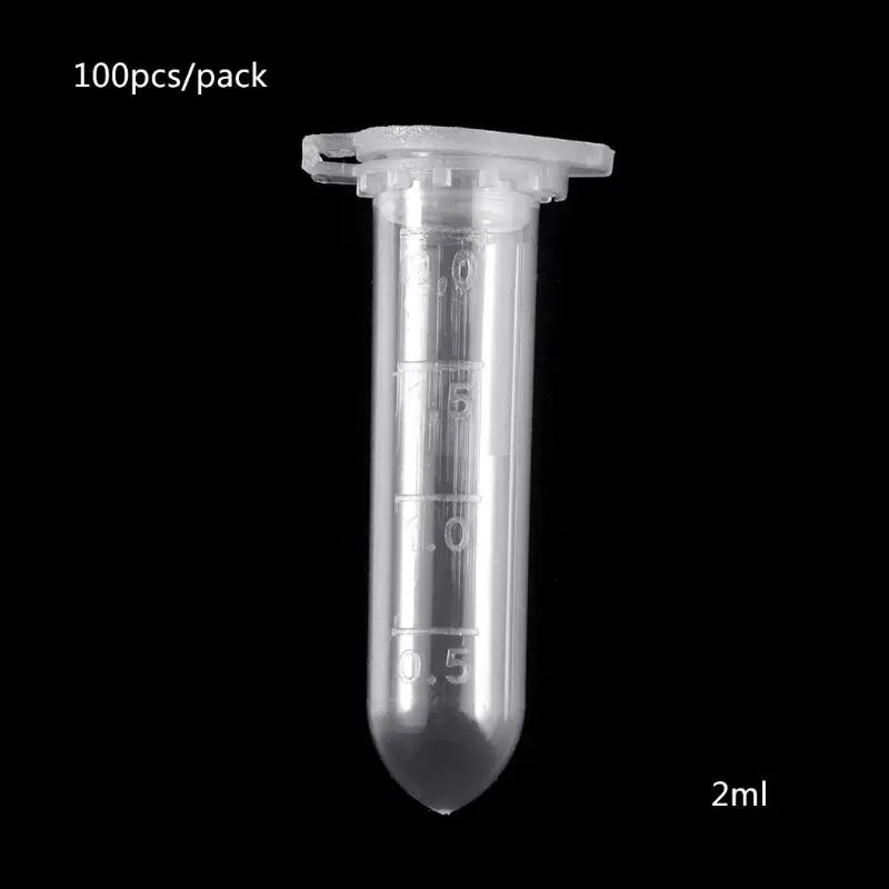 

100Pcs 2ml Clear Plastic Vials Container Snap Cap Centrifuge Tubes Vials Sample Lab Container Centrifuge Tube Experiment Supplie