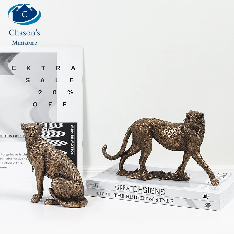 

Статуя из леопардовой смолы, Настольная статуя с животными, украшения для домашнего декора, коллекция художественных подарков, миниатюрная...