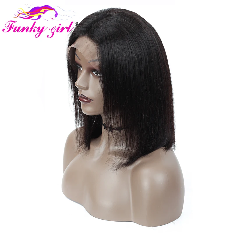 Funky Girl 13x4 человеческие волосы на кружеве, парики предварительно выщипанной плотности, 150%, бразильские волосы Remy, прямые волосы на кружеве, парик для черных женщин