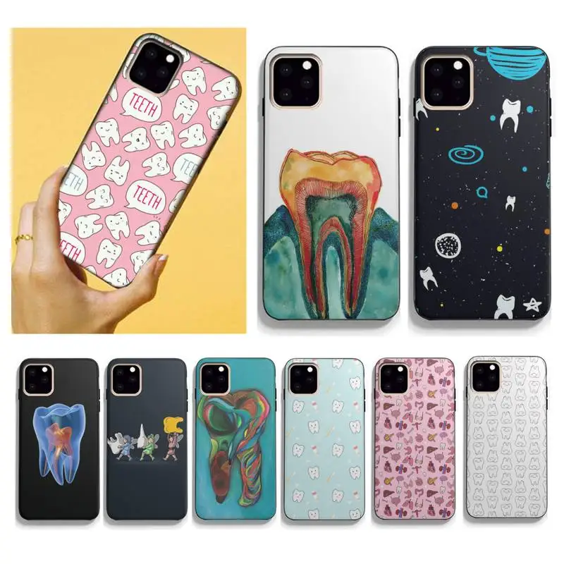 

Чехол для телефона стоматологический зуб для Iphone 13 12 Mini 11 Pro X XS MAX 7 8 Plus XR SE 2020 силиконовый черный чехол